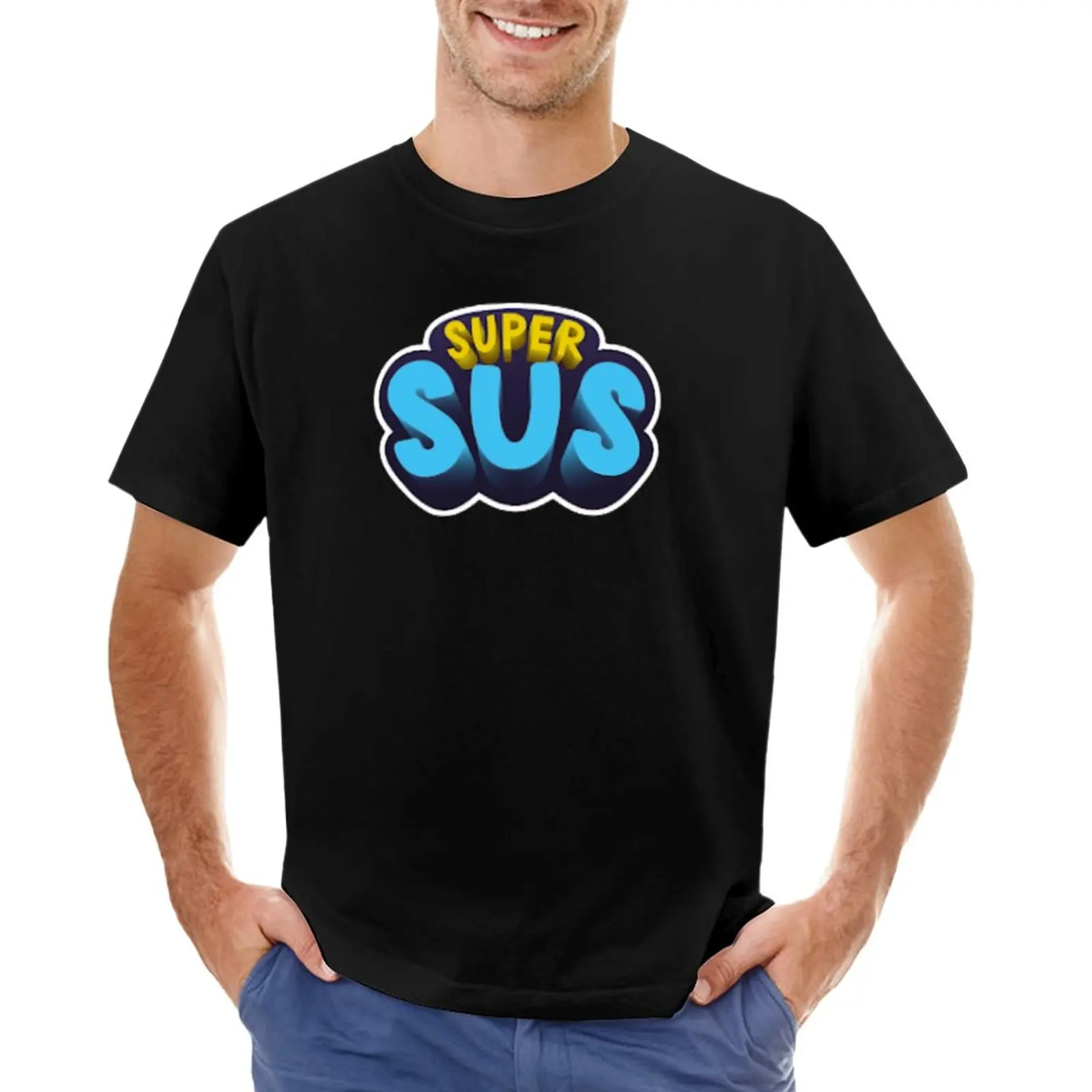 Синяя футболка SUS, футболки оверсайз, черные футболки, футболки оверсайз для мужчин Изображение 0