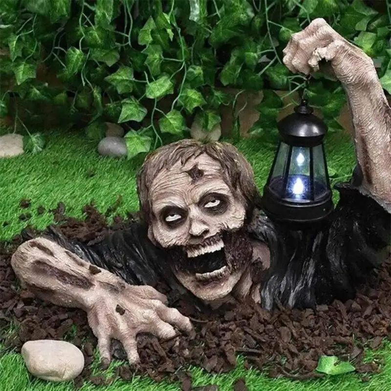 Садовые статуи Зомби, фонари, сцены ужасов на Хэллоуин, Декоративный реквизит, креативная декоративная скульптура на лужайке в форме зомби на Хэллоуин Изображение 1