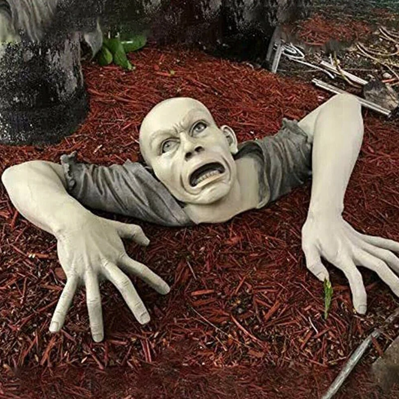 Садовые статуи Зомби, фонари, сцены ужасов на Хэллоуин, Декоративный реквизит, креативная декоративная скульптура на лужайке в форме зомби на Хэллоуин Изображение 3