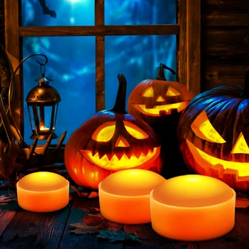Декор для вечеринки, украшение на Хэллоуин, Тыква, Изготовленный на заказ Светильник на Хэллоуин, Тыквенный фонарь, Светодиодная свеча, популярный бар для дома, оранжевый