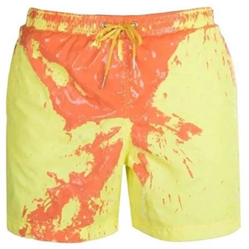 Летние мужские шорты для плавания, чувствительные к температуре плавки, меняющие цвет, быстросохнущие пляжные шорты для серфинга, дропшиппинг, шорты для плавания