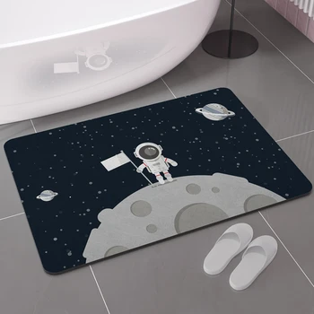 Мультяшный космический впитывающий коврик для ванны, противоскользящий резиновый коврик для ванной комнаты, Быстросохнущий коврик для комнаты, коврик для входной двери, коврик для ног в душе