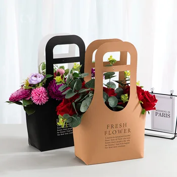 Портативная коробка для цветов, Складная бумага, Удобный подарочный пакет, Крафт-сумка, Подарочная коробка для свадебной вечеринки с розами, Упаковка для конфетного торта, Дня рождения