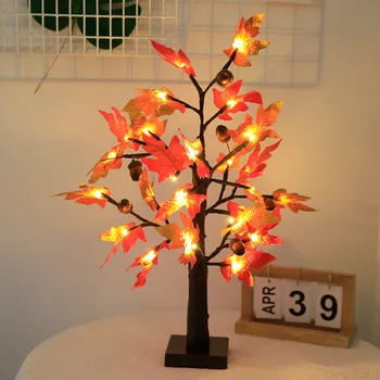 Светодиодная ночная лампа Fairy Maple Leaf Tree с батарейным питанием для украшения дома, креативная настольная лампа 